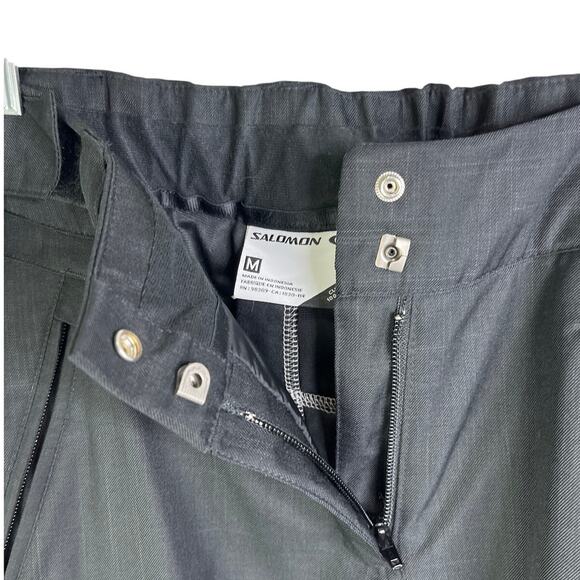 Salomon Ski Pants Mens Medium Black Cargo Zip Pockets Clima Pro Adjustable Waist - Picture 2 of 11